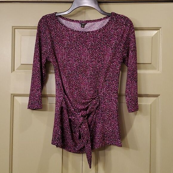 Ann Taylor petite three quarter sleeve faux wrap top - Picture 1 of 8